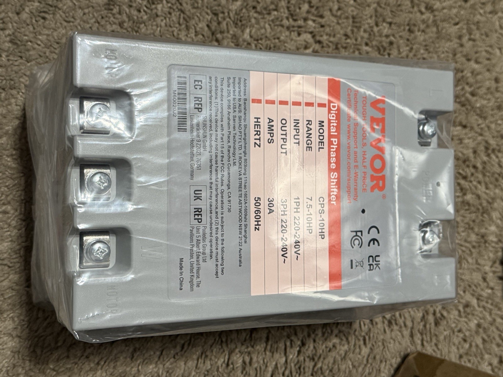 SKYSHALO 3 Phase 10 HP 30 Amp 220V Single Phase Converter Digital Phase Shifter