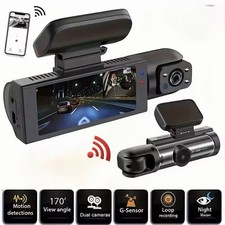 TELECAMERA PER AUTO DASHCAM WIFI DVR CAR VIDEO CAMERA VISIONE NOTTURNA 2 CAM