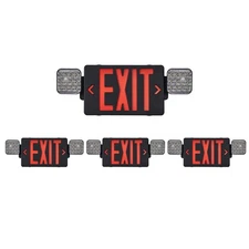 Black Housing Exit Sign With Emergency Lights Red, LED Exit Light With Batter...