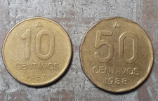 1988 50 centavos Argentina (Includes 10 centavos 1987 as a gift)