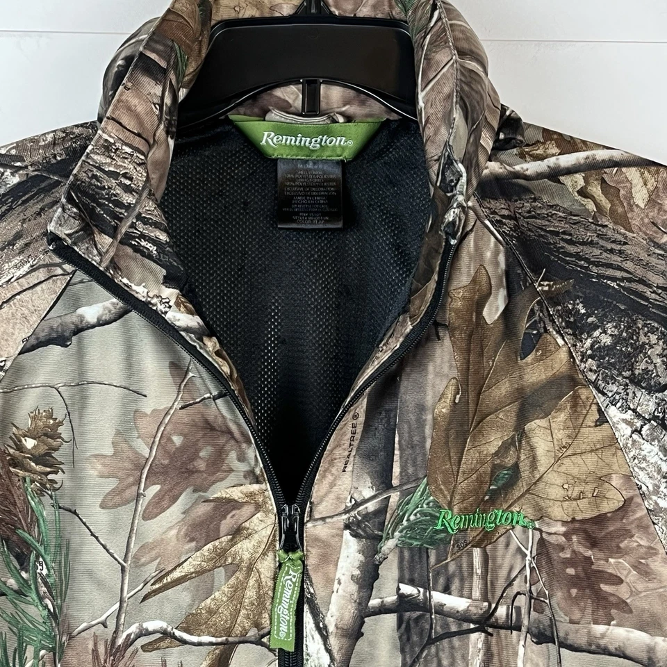Chaqueta de Caza Remington Realtree Camuflada Para Hombres Cremallera Mediana Madera Dura Camuflaje Capucha Oculta Foto 4 de 4