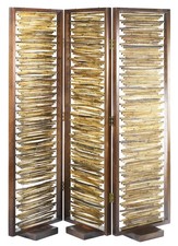 Paravent 3-teilig aus Bambus mit Holzrahmen und Standfüßen 166x24x170 cm