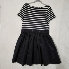 Kate Spade New York Dress Womens Large Stripe Fit Flare Short Sleeve Nautical