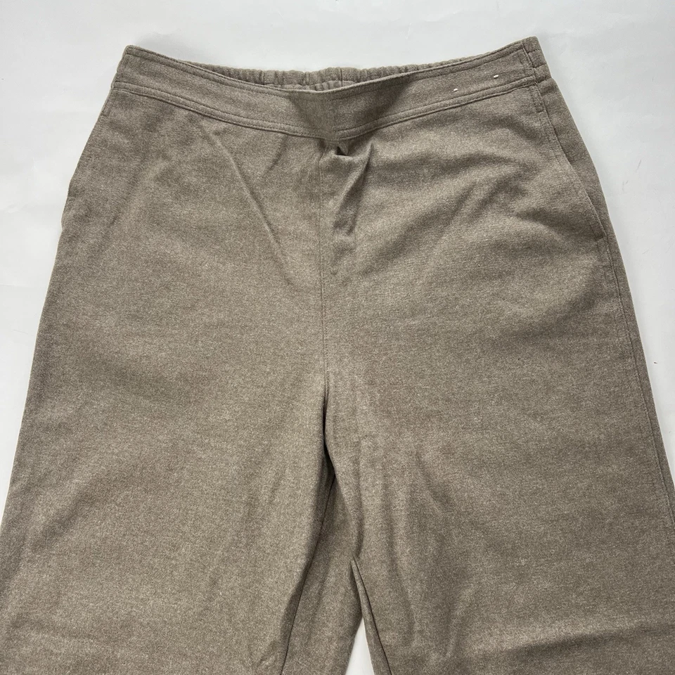 Uniqlo Wide Leg Fleece Trousers Sweatpants Beige Elastic Waist 34-35in Size XXL - Image 3 of 4