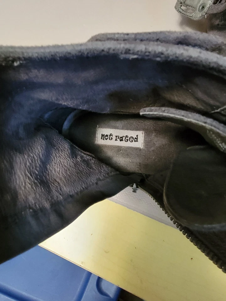 Botín crujiente crujiente sin clasificación para mujer talla 7 gris cuero tacón bloque Foto 3 de 4