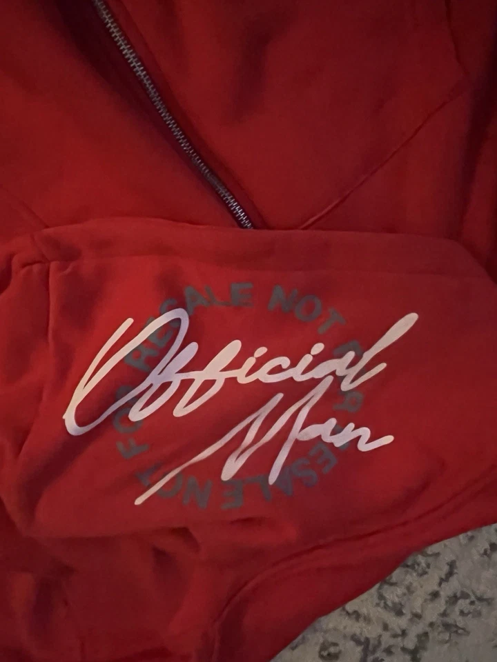 BOO HOO MAN: Conjunto de chándal grande con capucha/pantalones deportivos joggers pintura roja mancha Foto 4 de 4