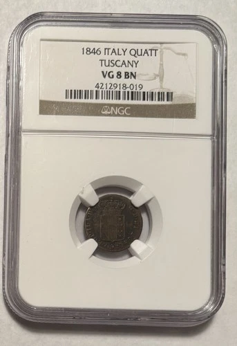 1846 ITALY, TUSCANY QUATTRINO NGC VG 8