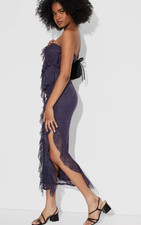 Wild Fable NEW Women's Laced Ruffle Bodycon Maxi Dress size M Navy