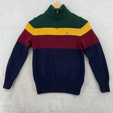 Polo Ralph Lauren Kids Color Block 1/4 Zip Sweater Thick Striped Size M 10-12