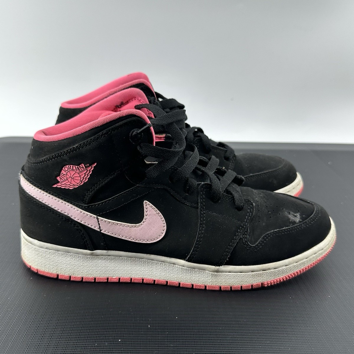 Nike Air Jordan Mid Shoes Youth Girls 7Y Black Pink Digital Pink  555112-066