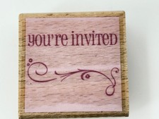 You Are Invited Wood Mount Rubber Stamp 2.25in x 2.25in