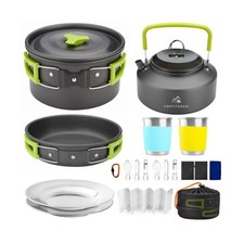 Camping Cookware Set - 19-Piece Lightweight Backpacking Cookware with Pots, P...