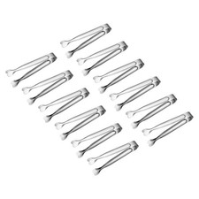 12 Pcs Small Serving Tongs, 4.3 Inch Stainless Steel Kitchen Tongs, Silver