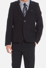 Andy Evan Boys Kids Black Satin Lined Suit Blazer Jacket Coat Size XL