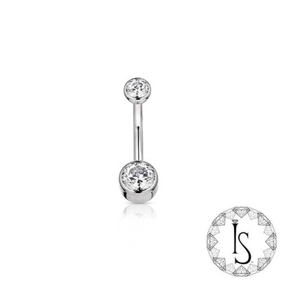 Industrial Strength 14g Bezel Gem Navel Barbell   Implant Grade Titanium