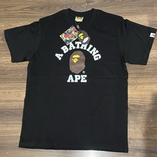 A Bathing Ape Black Graphic Logo Regular Fit T-Shirt M Short Sleeve