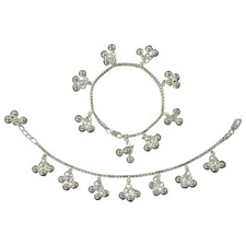 925 Sterling Silver Kids 2.0mm Box Chain Designer Bell Anklet - Style 05