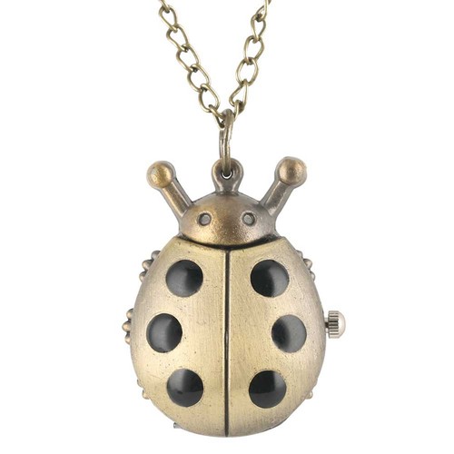 Orologio da tasca coccinella stile vintage mini quadrante bianco arabo regalo bambini con catena - Foto 1 di 8