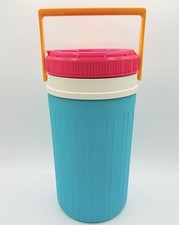 Vintage Igloo 1 Gallon Water Cooler Jug Teal Pink Yellow USA Made 90s