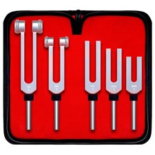 5 Pcs Tuning Fork Set With Zipper Case Stainless Steel Medical And Music Use