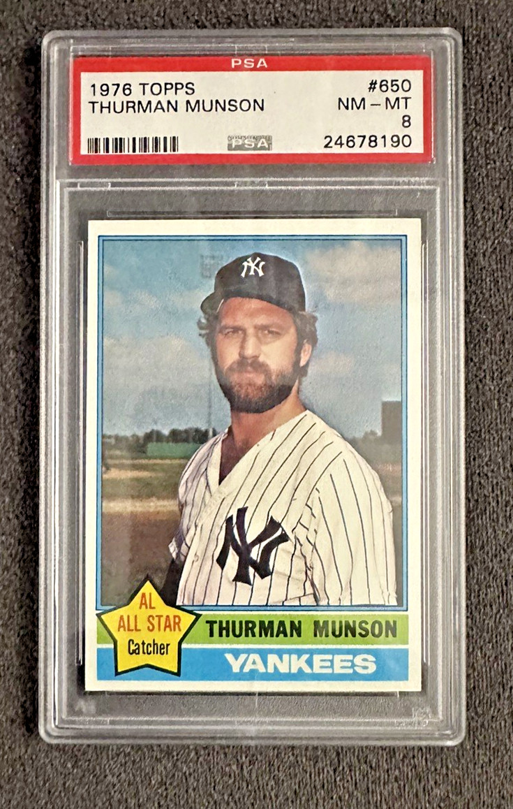 1976 Topps Baseball #650 Thurman Munson New York Yankees PSA 8