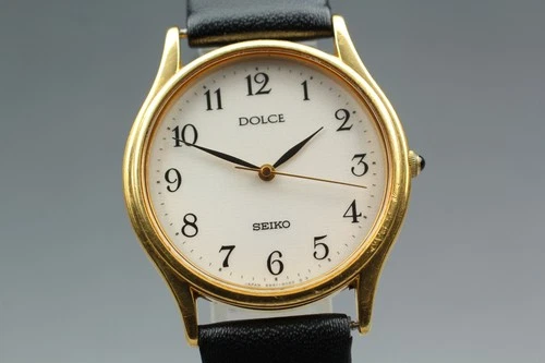 Vintage 1991 [Exc+5] Seiko Dolce 8N41-6060 Gold Quartz Men’s Watch From JAPAN