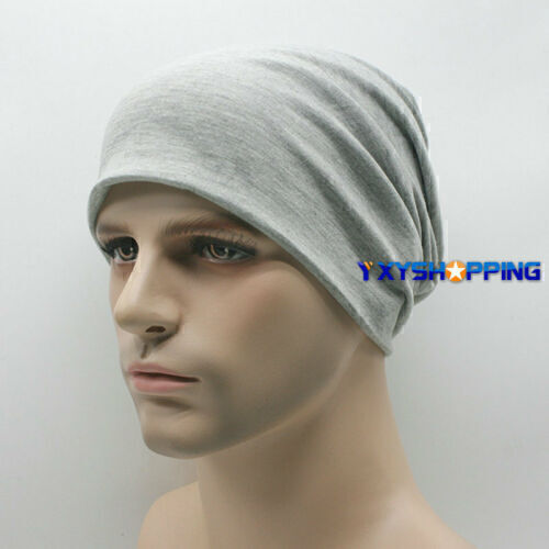 Men Women Stretch Thin Jersey Beanie Hats Hair Loss Sleep Hat Slouchy Cap Plain- - Picture 14 of 16