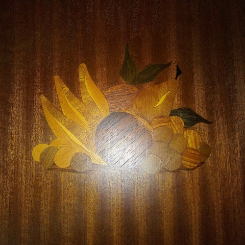 Vassoio Legno Intarsio Vintage con Manici - Foto 8 di 12