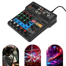 4 Channel Audio Mixing Console Bluetooth Live Studio DJ Analog Mixer Sound Board