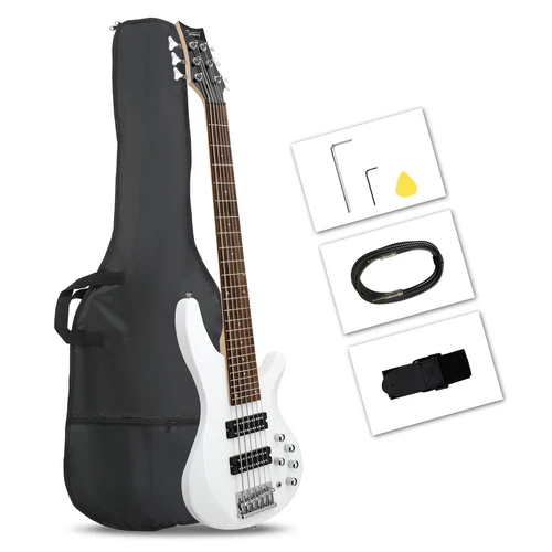 GIB 6-String Open Double Double Pickup Yellow Acid Fingerboard IB Bass White
