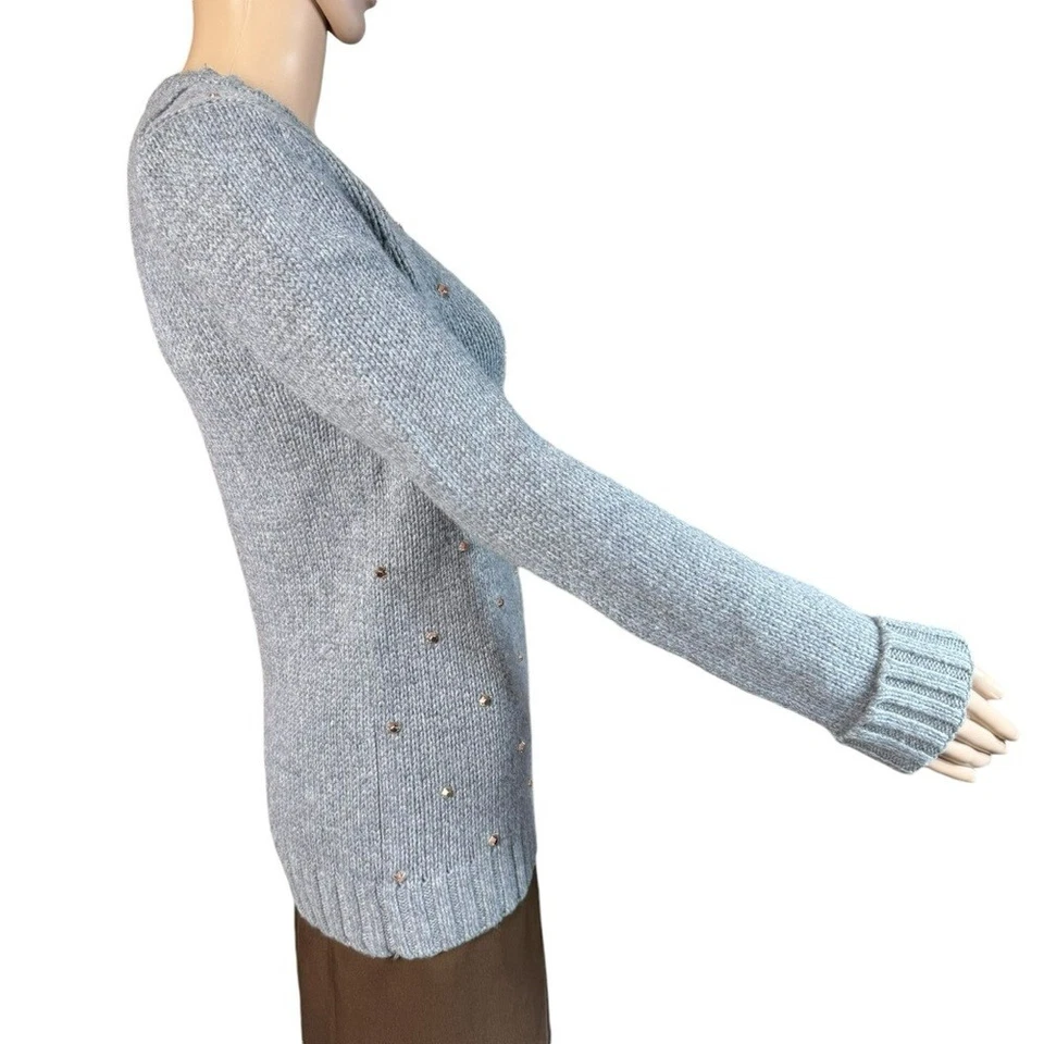 Suéter con Cuentas Gris Mezcla Cachemira Lana Fossil Talla S Foto 4 de 4