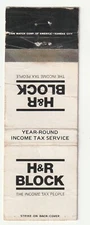 MATCHBOOK COVER - H&R BLOCK - INCOME TAX SERVICE - WHITE