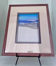 VTG- 1980s layered landscape craft paper serigraph framed art signed