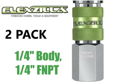 2 LEGACY FLEXZILLA PRO HIGH FLOW AIR HOSE QUICK COUPLER'S 1/4'' FNPT A53416FZ