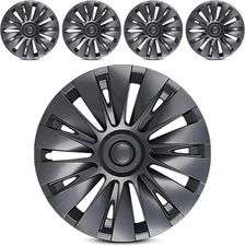 19 inch Full Coverage 4PCS Black Matte Wheel Covers Hubcaps for Tesla Model Y