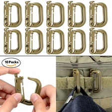 Pack of 10 Coyote Tan Multipurpose D-Ring Grimloc Locks for Molle Webbing Climb