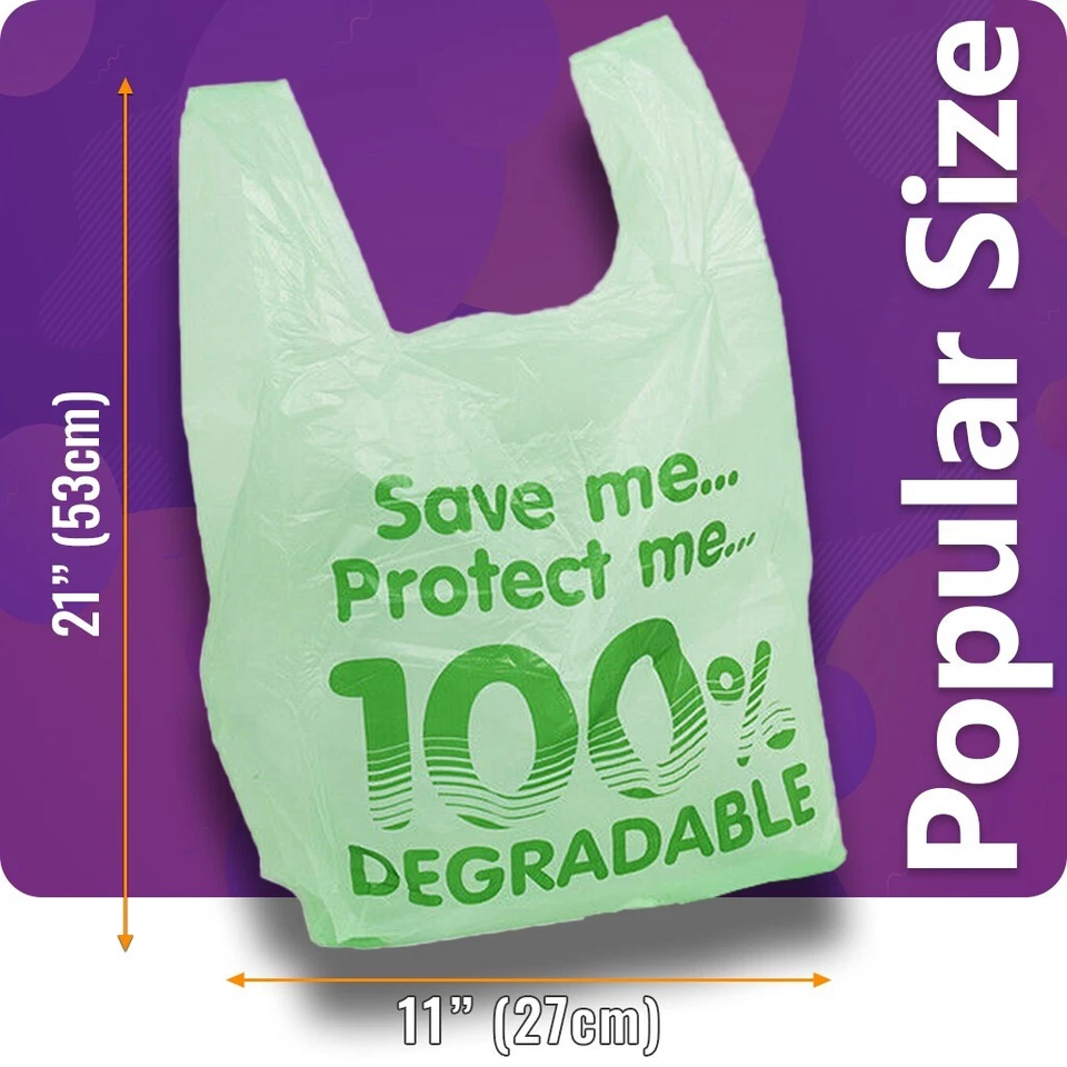 Large Oxo-Degradable Bio Plastic Carrier Bags - Heavy Duty - Reusable - Shopping - Image 3 of 4
