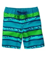 GYMBOREE SWIM SHOP BLUE N GREEN STRIPE SWIM TRUNKS 4 5 6 7 8 10 NWT