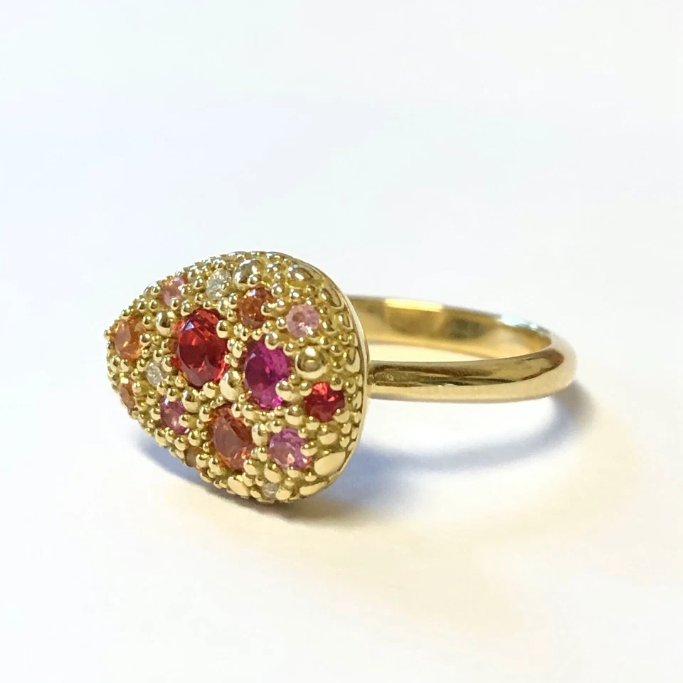 Anillo IPPOLITA Fortuna Oro 18K Mediano Milgrain Guijarro con Zafiros y Diamantes 7 Foto 3 de 4