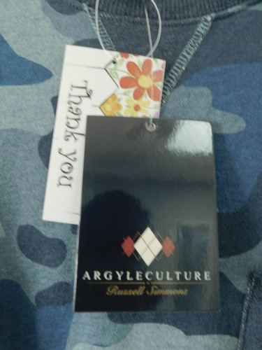 RUSSELL SIMMONS Argyleculture Men’s X-Large Sweatshirt Blue Camo NWT - Picture 4 of 4