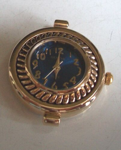 WOMEN'S GOLD FINISH BLUE NUMBER DIAL WATCH FACE FOR BEADING OR OTHER USE - Picture 1 of 5