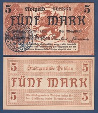 DIRSCHAU / Tczew 5 Mark 1918 KASSENFRISCH / UNC