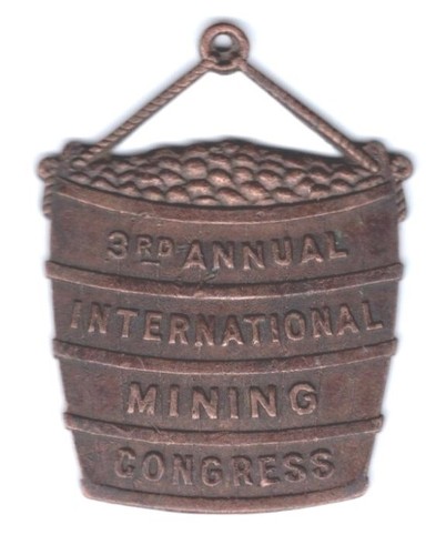 CONGRESSO MINERARIO INTERNAZIONALE 3° ANNO 1921 PORTLAND O SOUVENIR MINERALE SECCHIELLO SPILLA