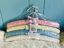 4 Pastel Satin Padded Fabric Clothes Lingerie Boudoir Wedding Hangers NEW SEALED