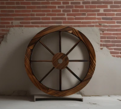 New Rustic Burntwood Wagon Wheel Wall Decoration for Garden 40cm A-112