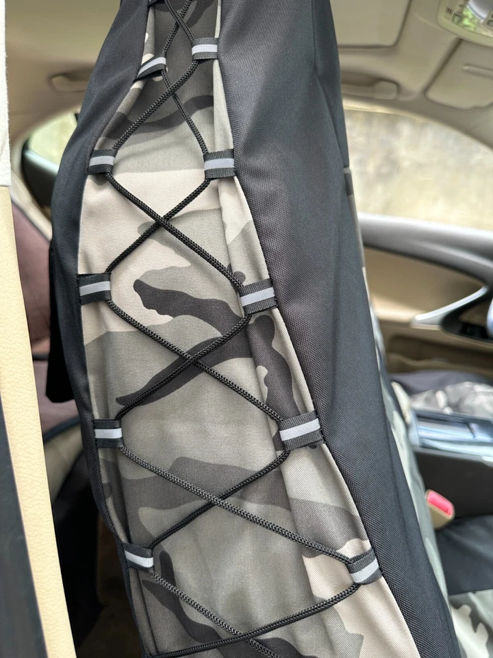 Fundas de asiento delanteras negras grises lona camuflaje para Isuzu i-290 350 370 camioneta SUV Foto 2 de 4