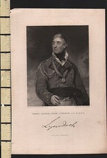 c1840 ANTIQUE PRINT ~ THOMAS GRAHAM BARON LYNEDOCH SIGNATURE FACSIMILE