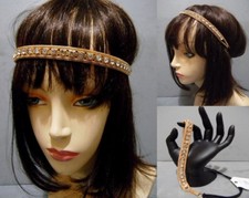 Gold Crystal Rhinestone Fashion Metal Headband Hair Chain Stretch Wedding Bridal