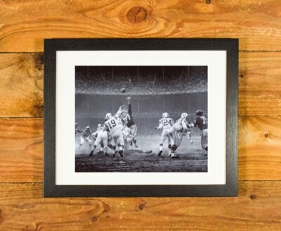Johnny Unitas & Baltimore Colts - Framed Action Shot 1958 NFL Championship Game