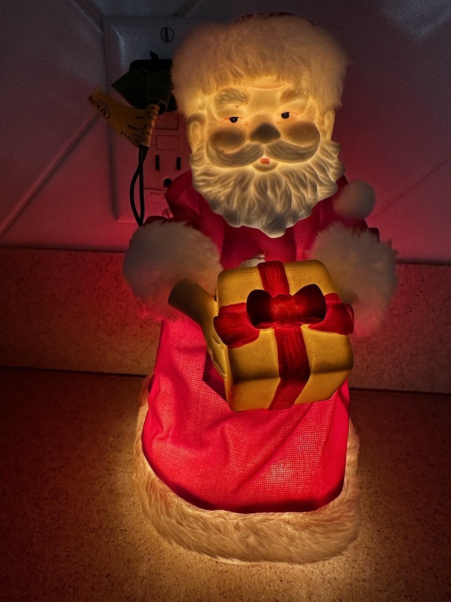 VTG Merry Midget GE Santa Claus Tree Top 10 Inch Table Ornament W